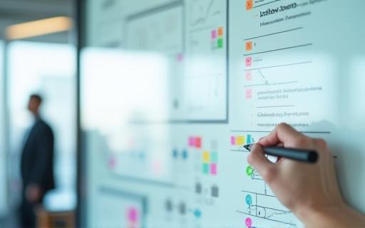 En strategisk plan som ritas upp på en whiteboard